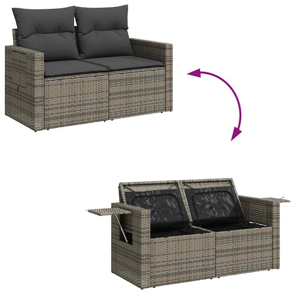 8-Tlg. Garten-Sofagarnitur Mit Kissen Poly Rattan