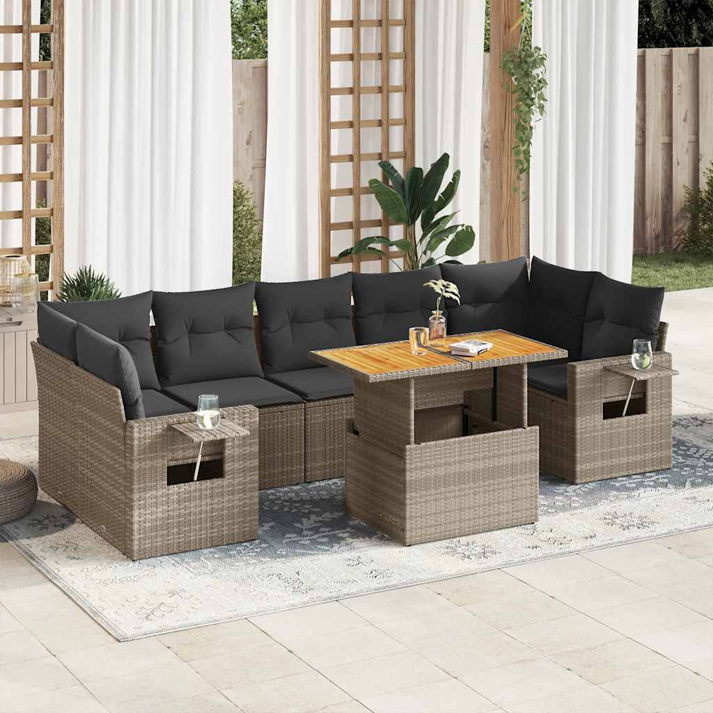 8-Tlg. Garten-Sofagarnitur Mit Kissen Poly Rattan