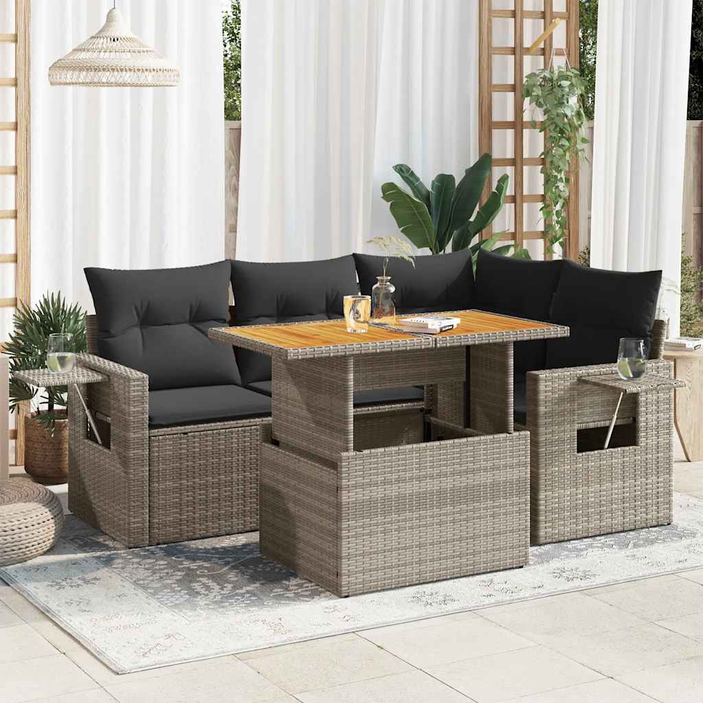 5-Tlg. Garten-Sofagarnitur Mit Kissen Poly Rattan