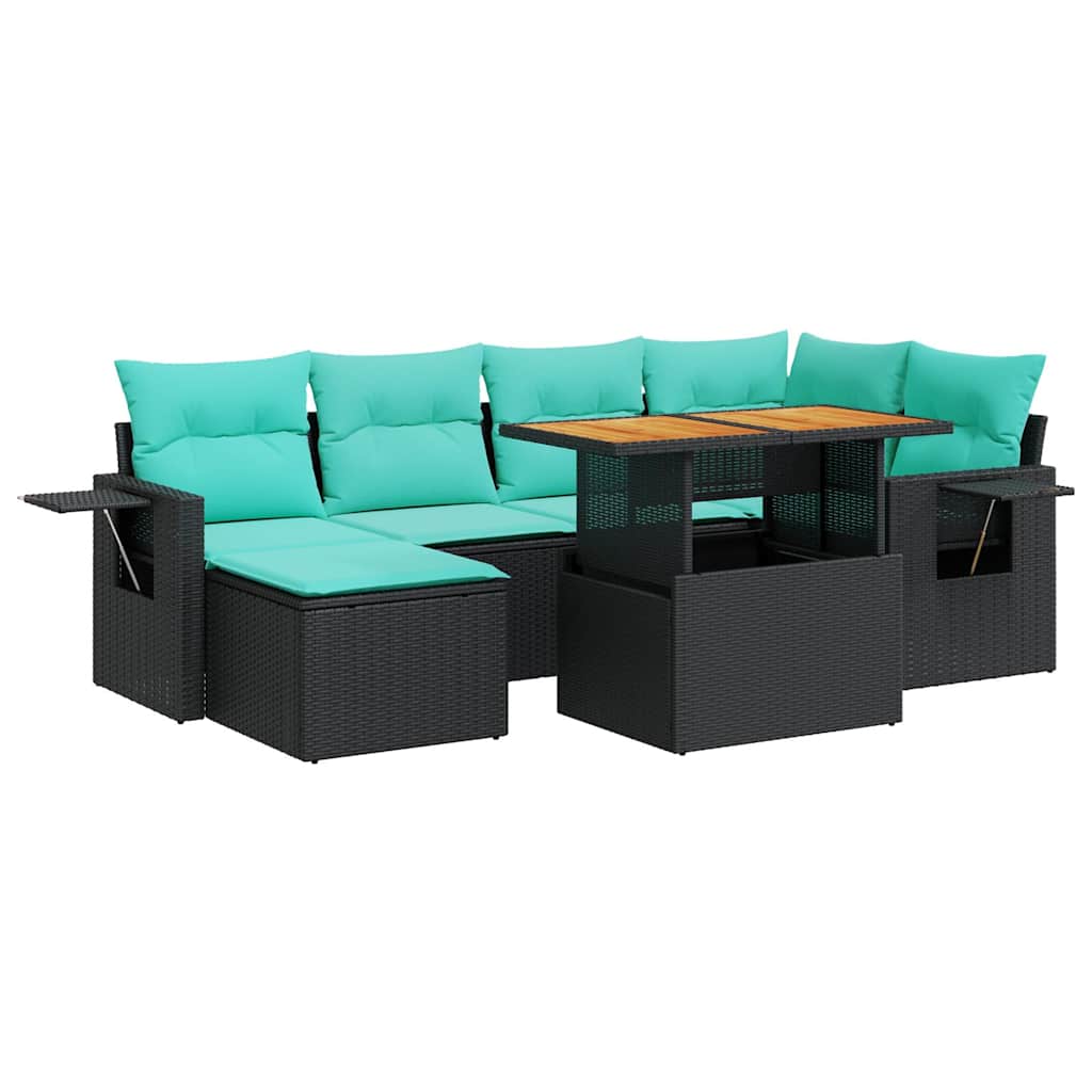 7-Tlg. Garten-Sofagarnitur Mit Kissen Poly Rattan