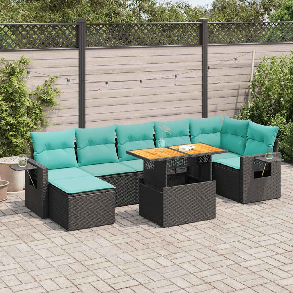 8-Tlg. Garten-Sofagarnitur Mit Kissen Poly Rattan