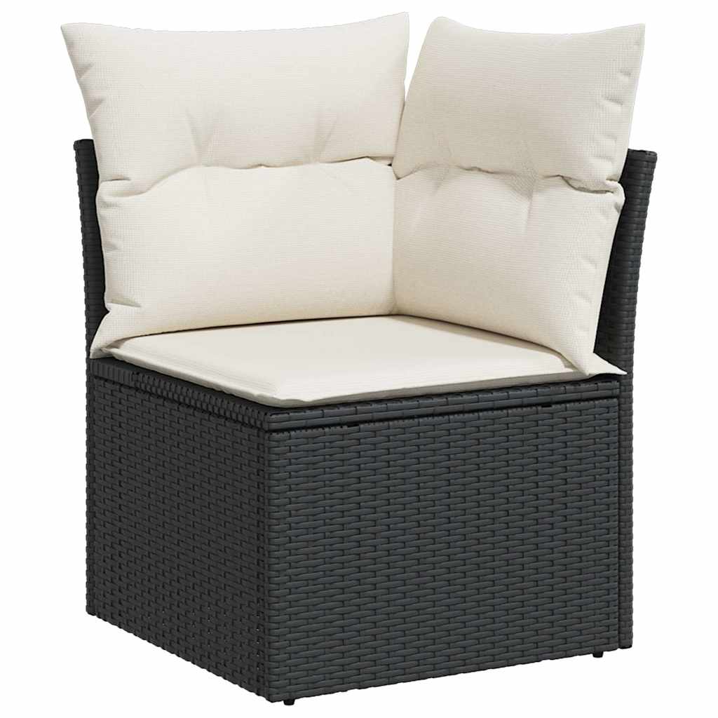 7-Tlg. Garten-Sofagarnitur Mit Kissen Schwarz Poly Rattan