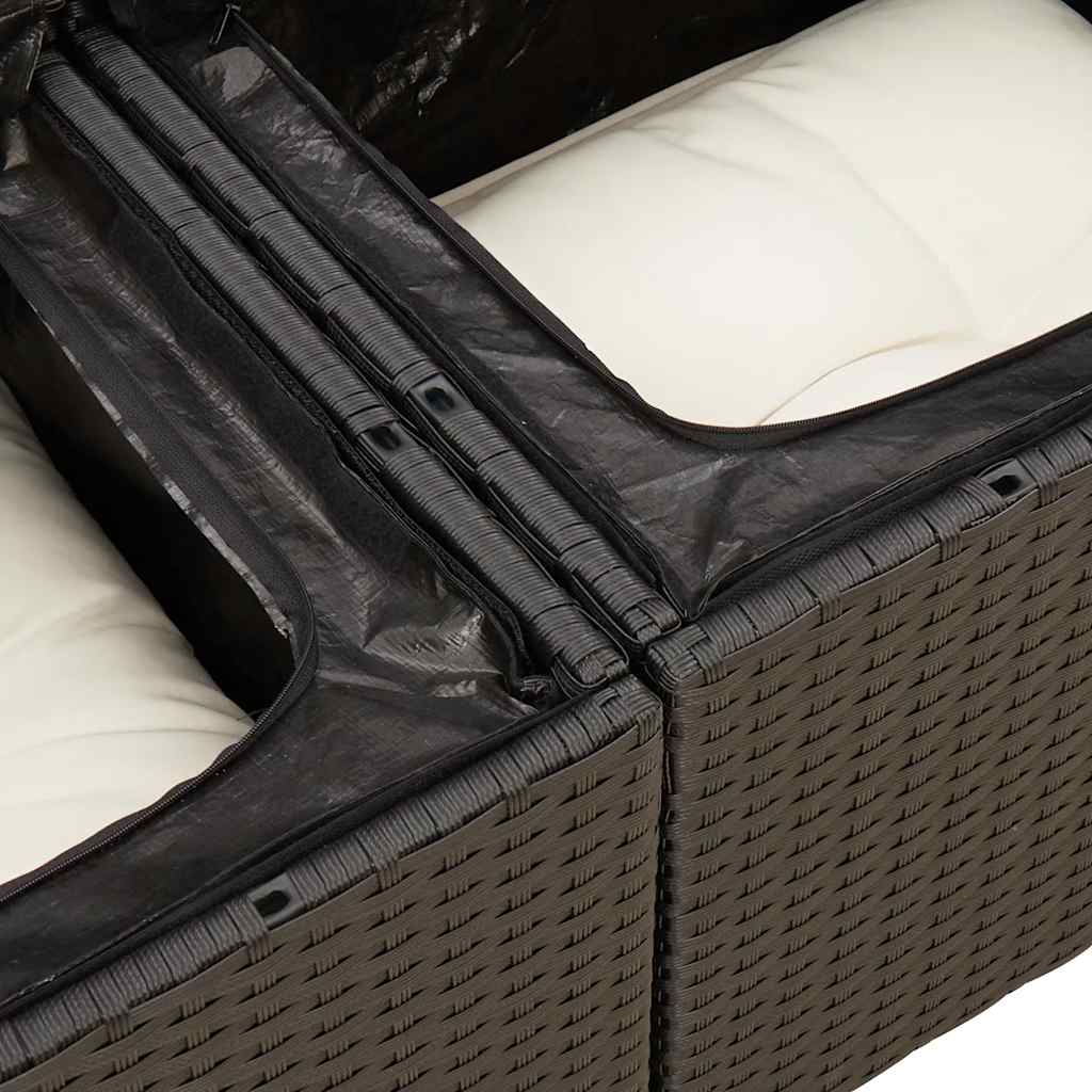 7-Tlg. Garten-Sofagarnitur Mit Kissen Schwarz Poly Rattan