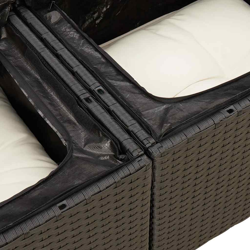 8-Tlg. Garten-Sofagarnitur Mit Kissen Schwarz Poly Rattan