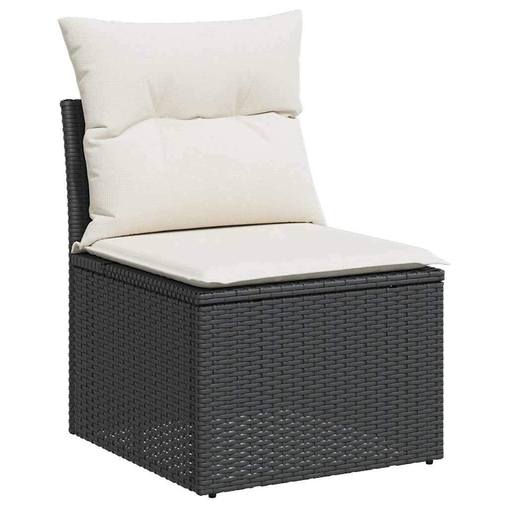 9-Tlg. Garten-Sofagarnitur Mit Kissen Schwarz Poly Rattan