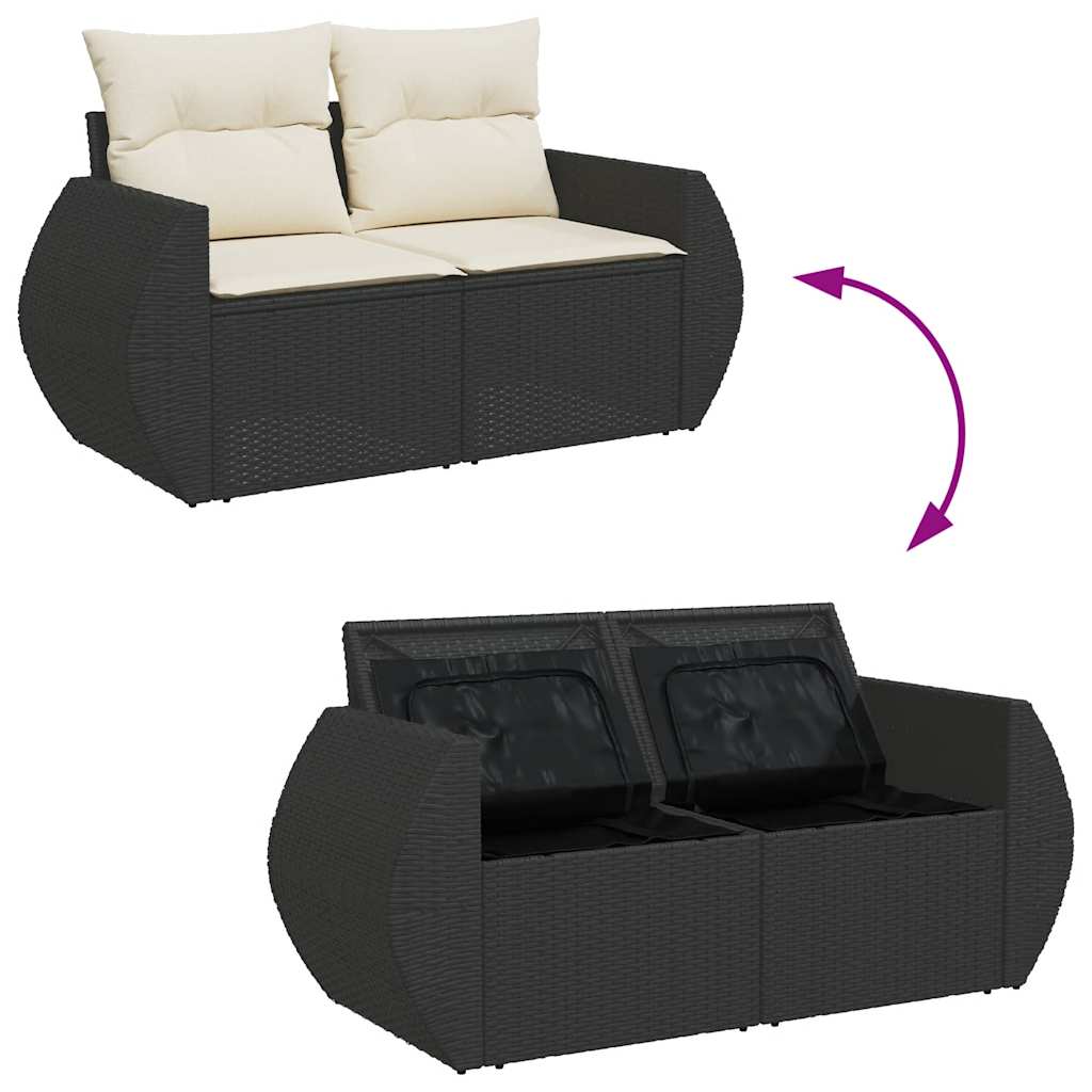 5-Tlg. Garten-Sofagarnitur Mit Kissen Schwarz Poly Rattan