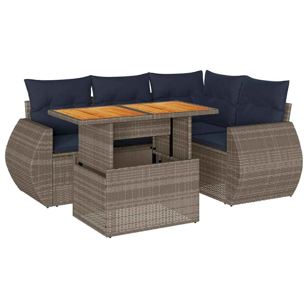 5-Tlg. Garten-Sofagarnitur Mit Kissen Poly Rattan