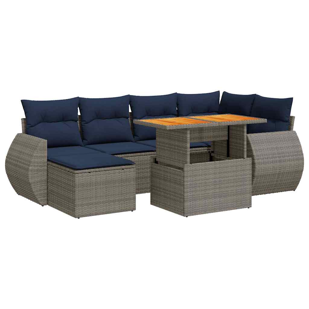 7-Tlg. Garten-Sofagarnitur Mit Kissen Poly Rattan
