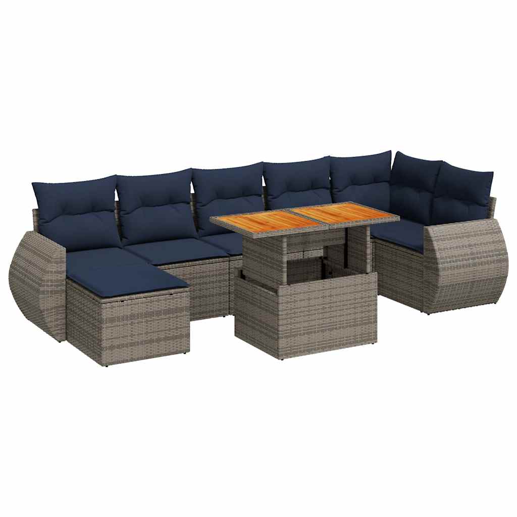 8-Tlg. Garten-Sofagarnitur Mit Kissen Poly Rattan