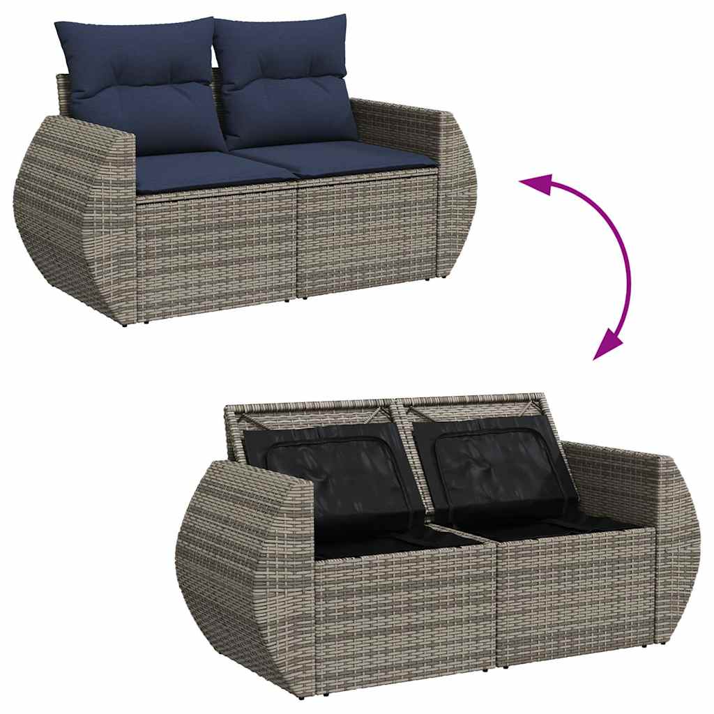8-Tlg. Garten-Sofagarnitur Mit Kissen Poly Rattan
