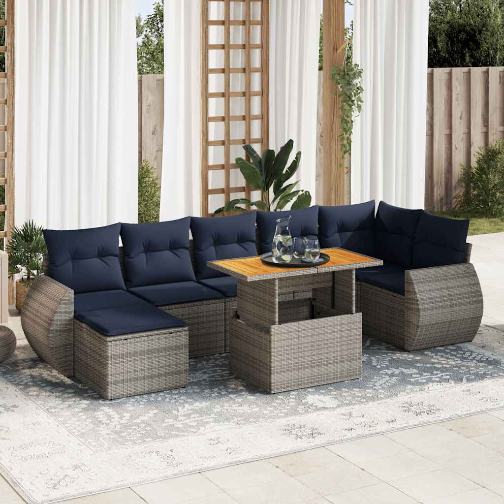8-Tlg. Garten-Sofagarnitur Mit Kissen Poly Rattan