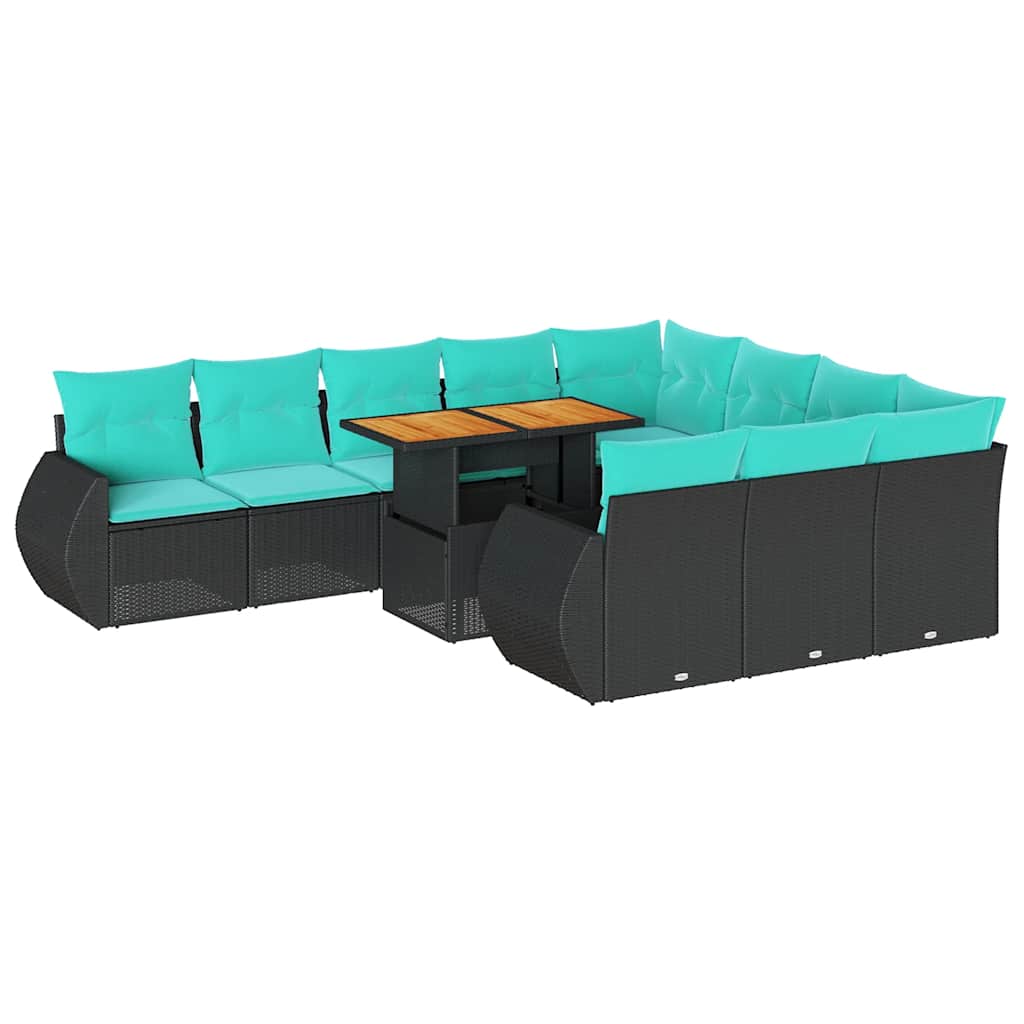 11-Tlg. Garten-Sofagarnitur Mit Kissen Poly Rattan