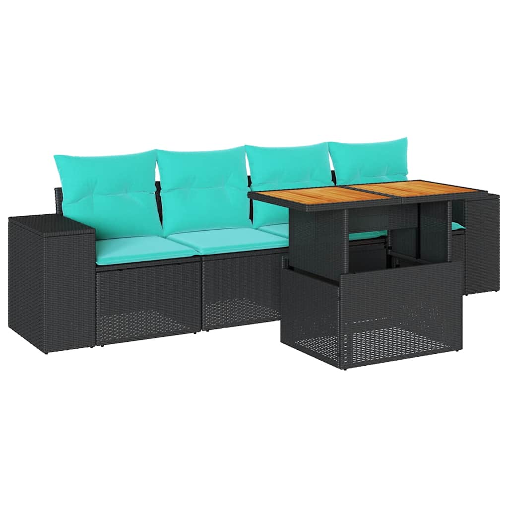 5-Tlg. Garten-Sofagarnitur Mit Kissen Poly Rattan