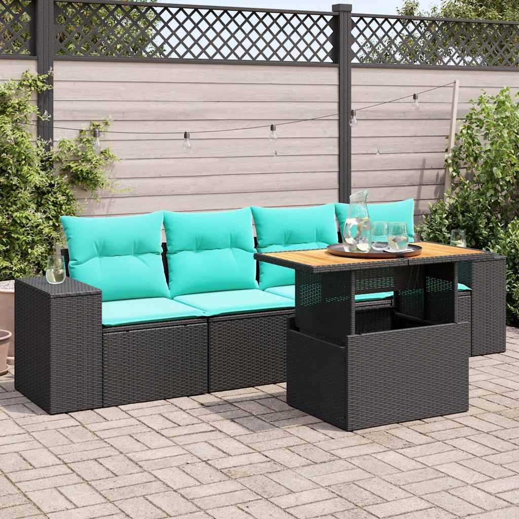 5-Tlg. Garten-Sofagarnitur Mit Kissen Poly Rattan