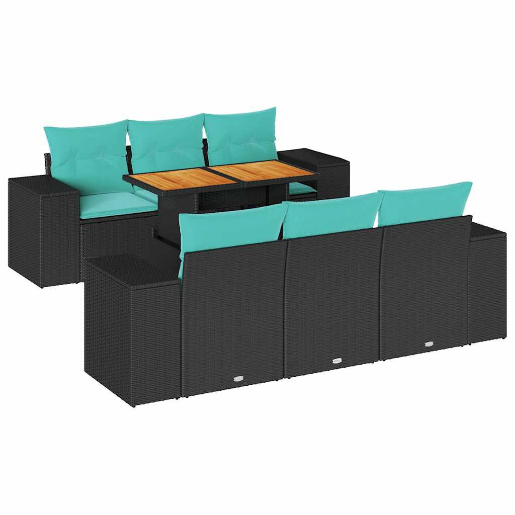 7-Tlg. Garten-Sofagarnitur Mit Kissen Poly Rattan