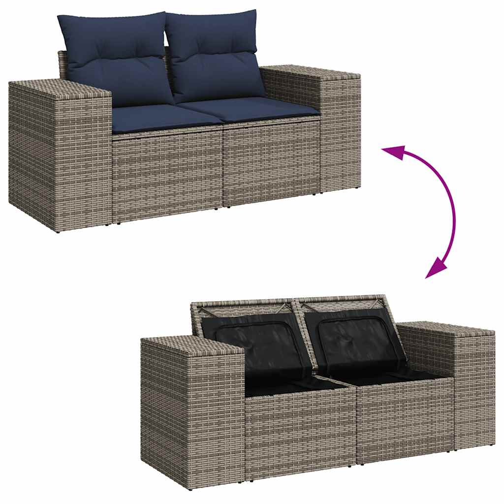 7-Tlg. Garten-Sofagarnitur Mit Kissen Poly Rattan