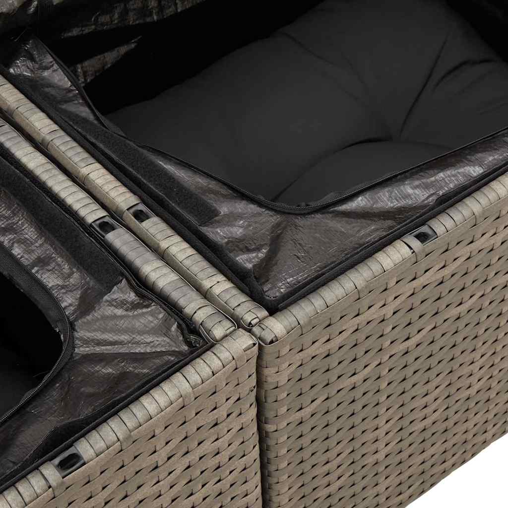 6-Tlg. Garten-Sofagarnitur Mit Kissen Grau Poly Rattan