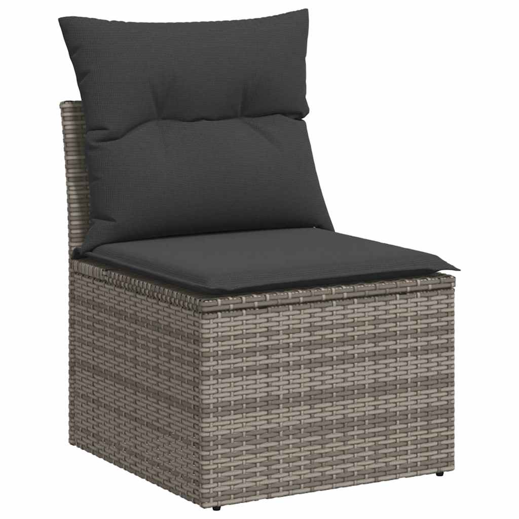 6-Tlg. Garten-Sofagarnitur Mit Kissen Grau Poly Rattan