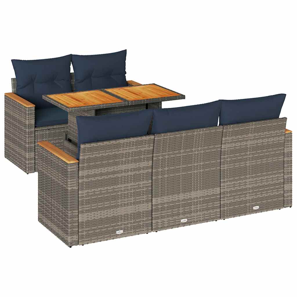 6-Tlg. Garten-Sofagarnitur Mit Kissen Poly Rattan