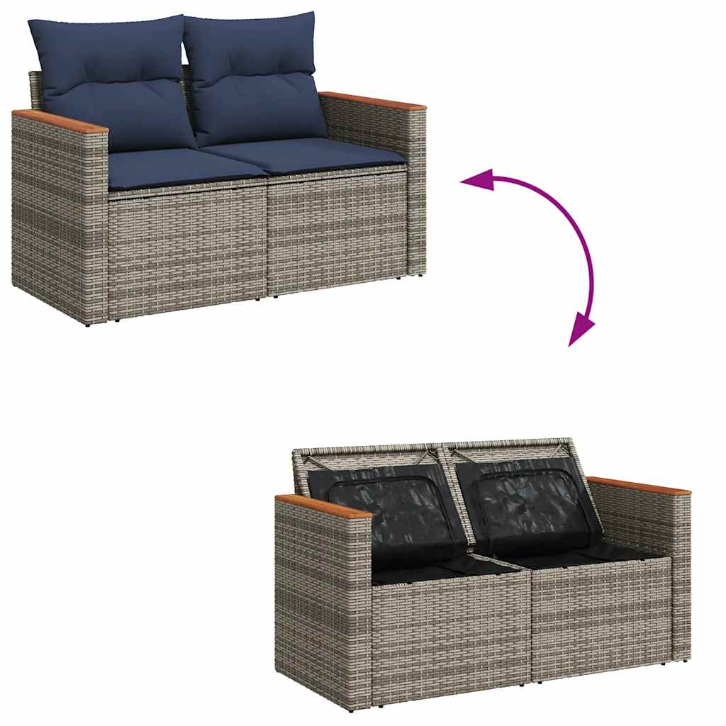 7-Tlg. Garten-Sofagarnitur Mit Kissen Poly Rattan