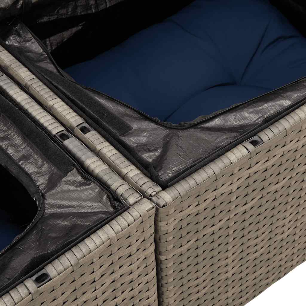 7-Tlg. Garten-Sofagarnitur Mit Kissen Poly Rattan