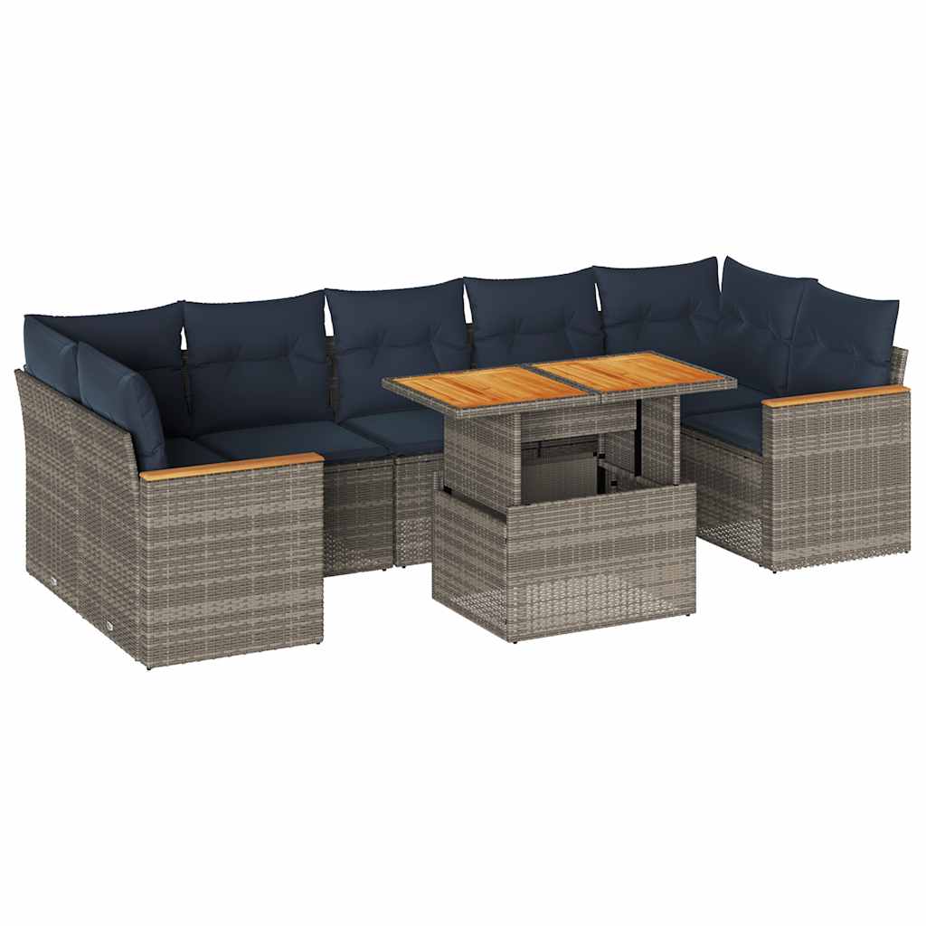 8-Tlg. Garten-Sofagarnitur Mit Kissen Poly Rattan