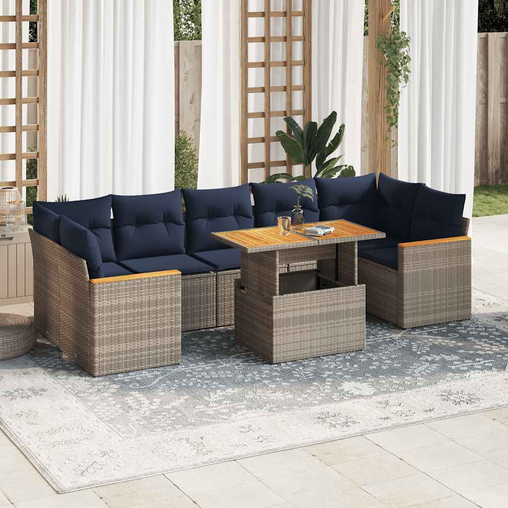 8-Tlg. Garten-Sofagarnitur Mit Kissen Poly Rattan
