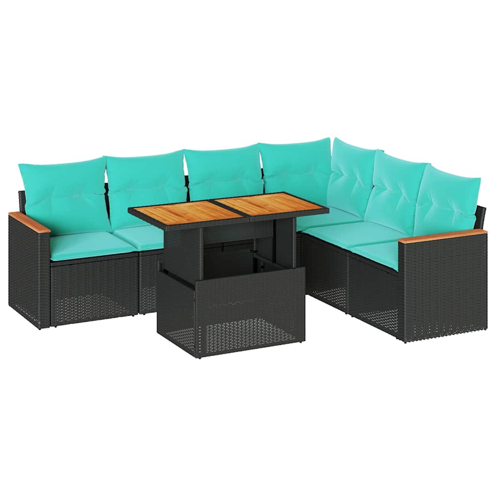 7-Tlg. Garten-Sofagarnitur Mit Kissen Poly Rattan