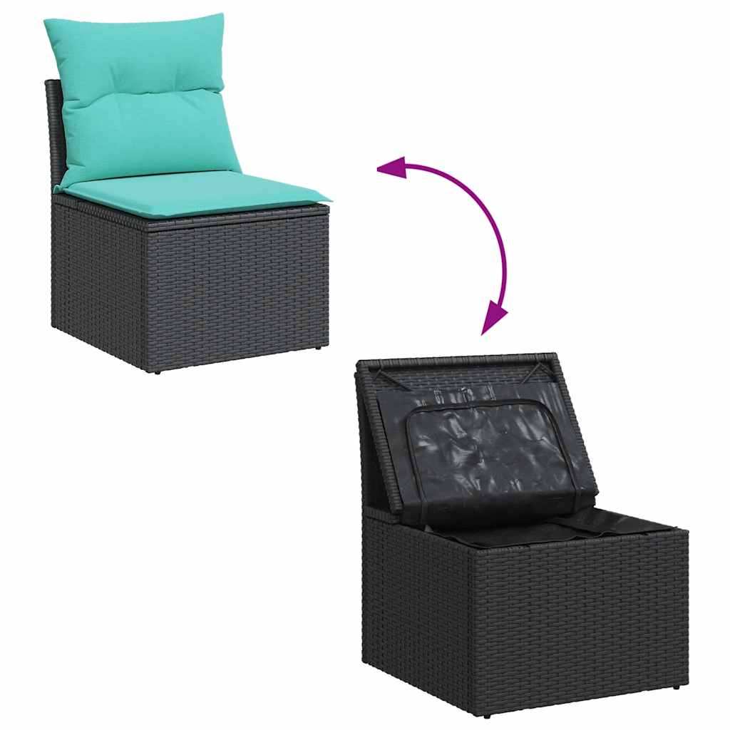 7-Tlg. Garten-Sofagarnitur Mit Kissen Poly Rattan