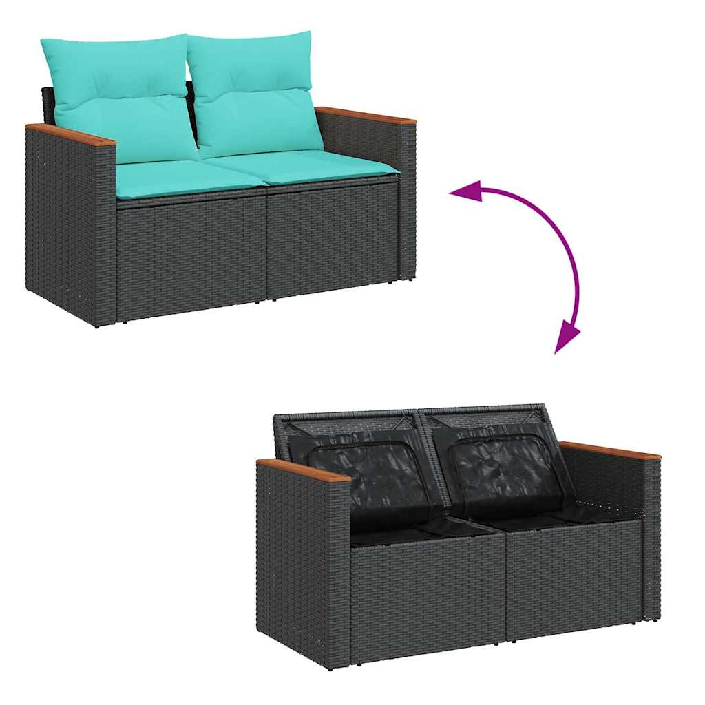 7-Tlg. Garten-Sofagarnitur Mit Kissen Poly Rattan