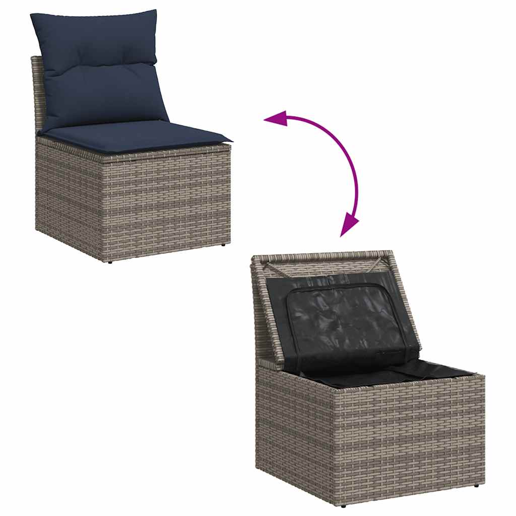9-Tlg. Garten-Sofagarnitur Mit Kissen Poly Rattan