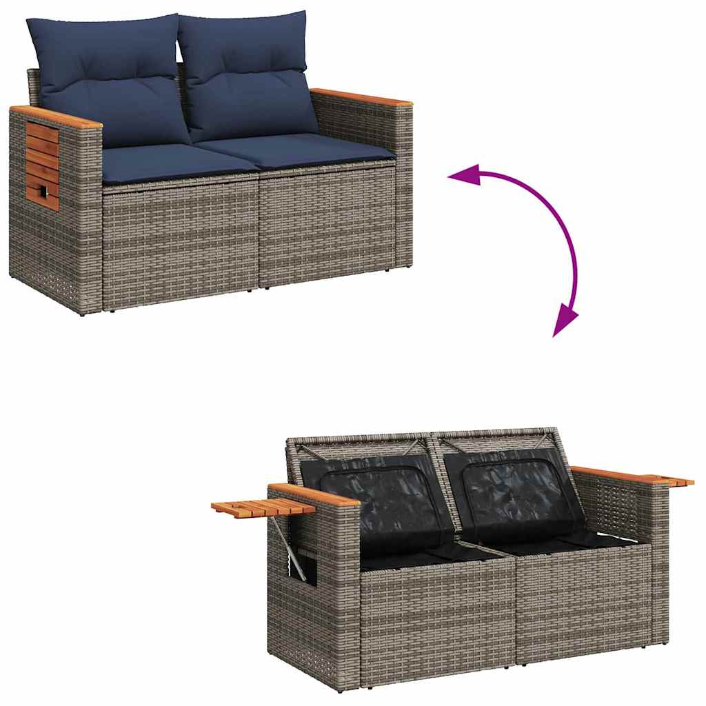 5-Tlg. Garten-Sofagarnitur Mit Kissen Poly Rattan