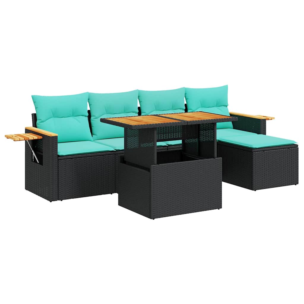 6-Tlg. Garten-Sofagarnitur Mit Kissen Poly Rattan