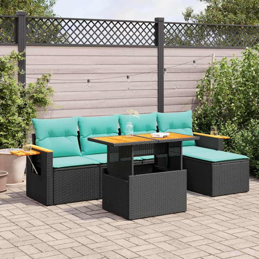 6-Tlg. Garten-Sofagarnitur Mit Kissen Poly Rattan