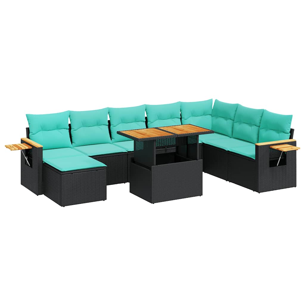10-Tlg. Garten-Sofagarnitur Mit Kissen Poly Rattan