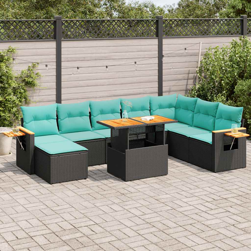 10-Tlg. Garten-Sofagarnitur Mit Kissen Poly Rattan