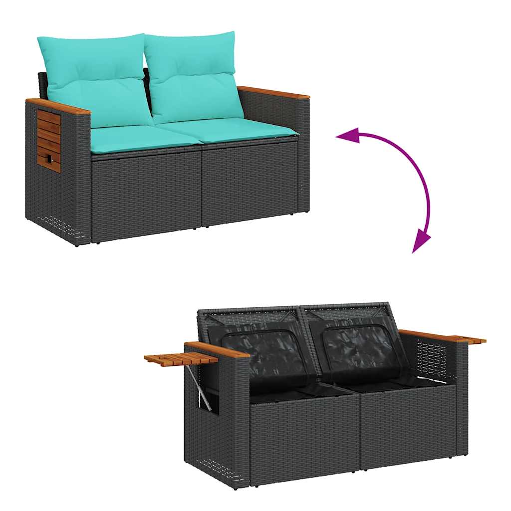 10-Tlg. Garten-Sofagarnitur Mit Kissen Poly Rattan