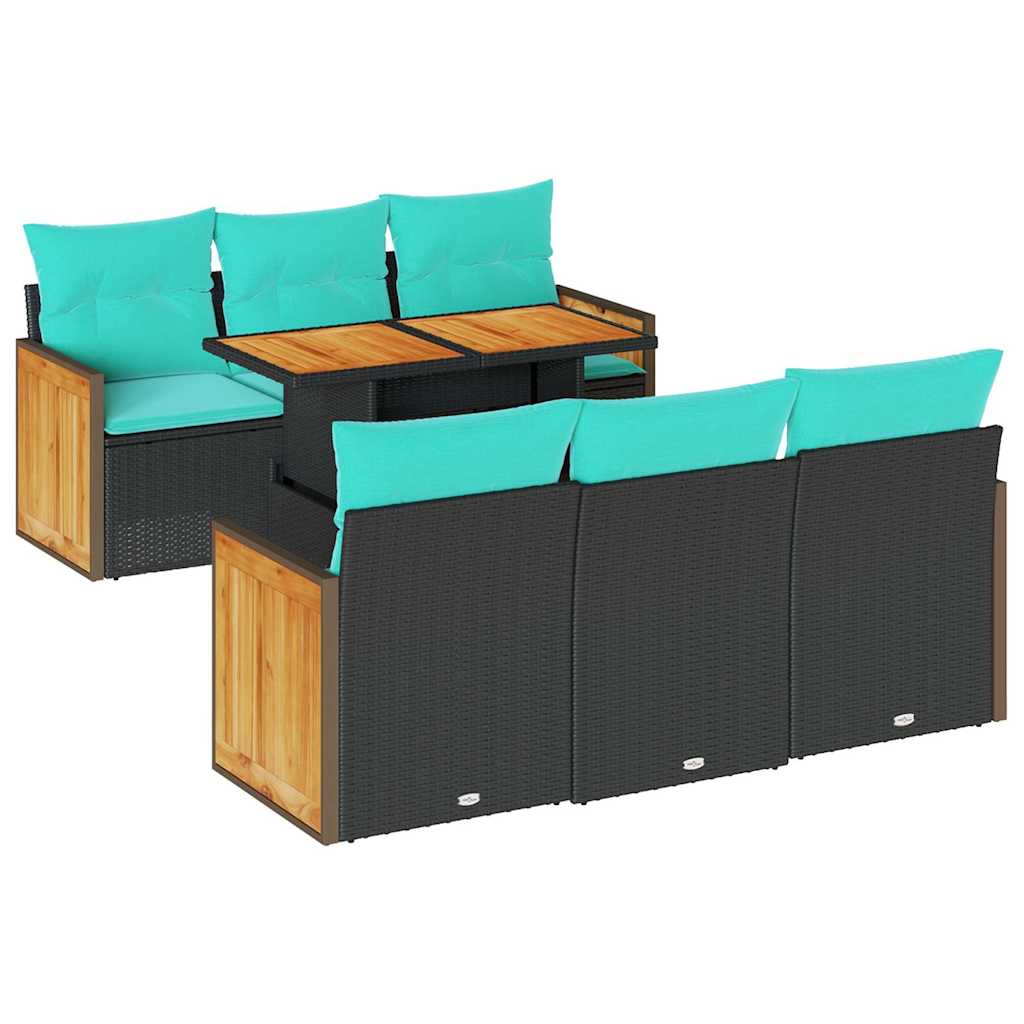 7-Tlg. Garten-Sofagarnitur Mit Kissen Poly Rattan