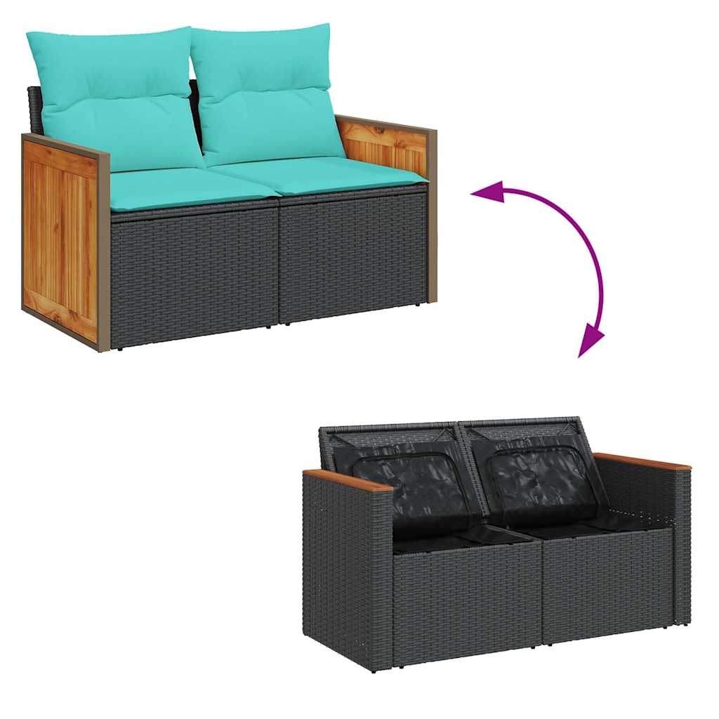 7-Tlg. Garten-Sofagarnitur Mit Kissen Poly Rattan
