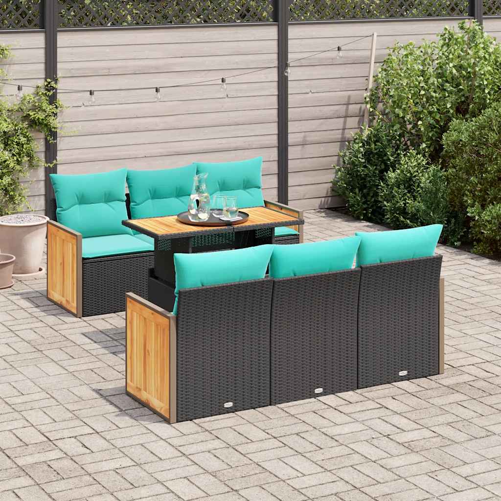 7-Tlg. Garten-Sofagarnitur Mit Kissen Poly Rattan