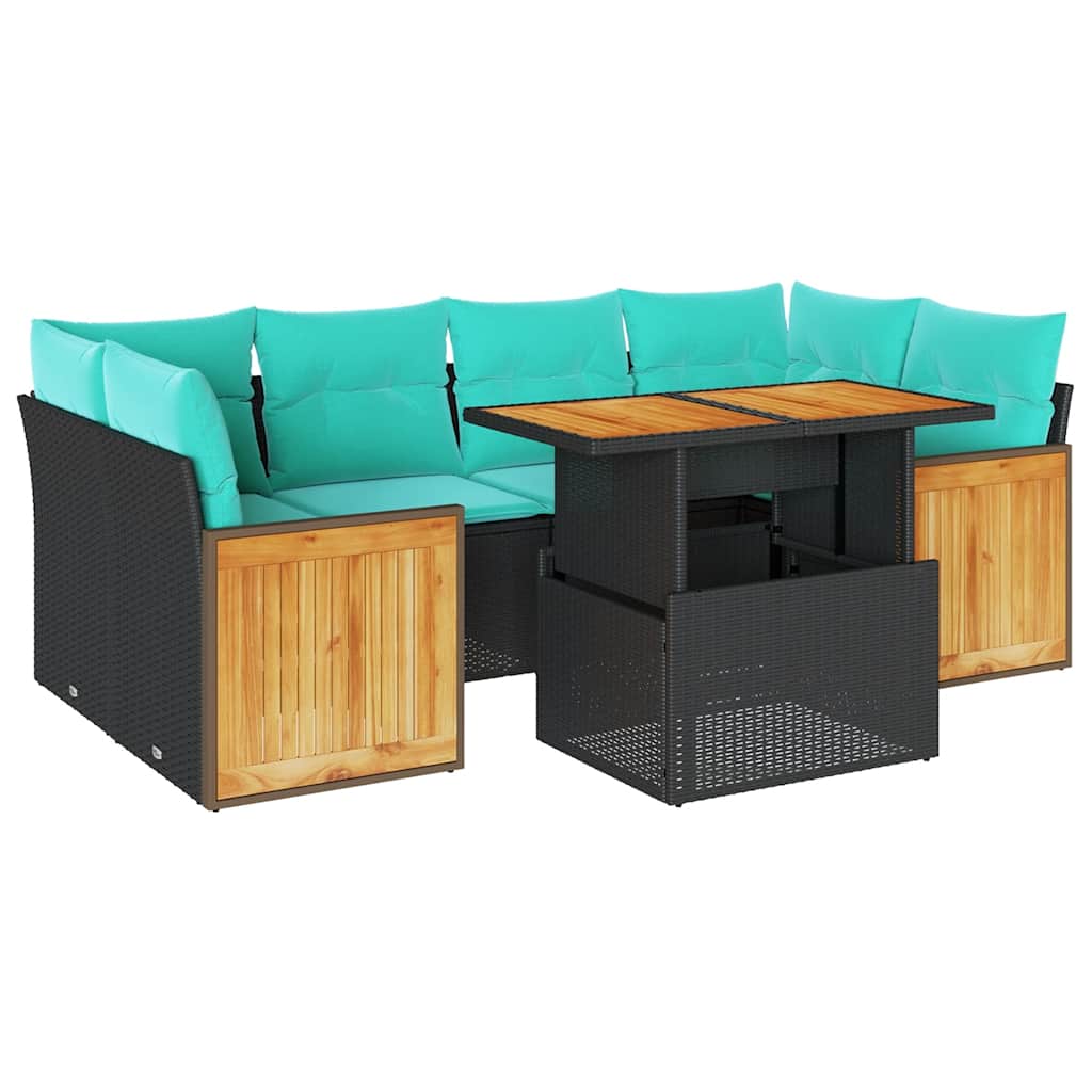 7-Tlg. Garten-Sofagarnitur Mit Kissen Poly Rattan