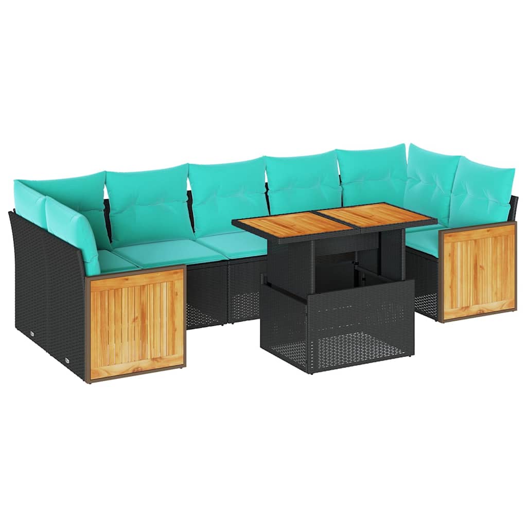 10-Tlg. Garten-Sofagarnitur Mit Kissen Poly Rattan