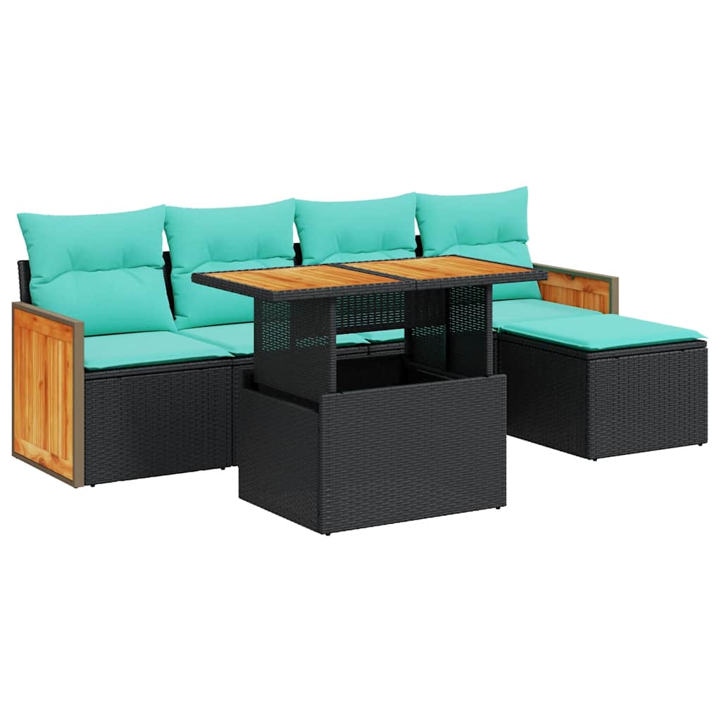 6-Tlg. Garten-Sofagarnitur Mit Kissen Poly Rattan