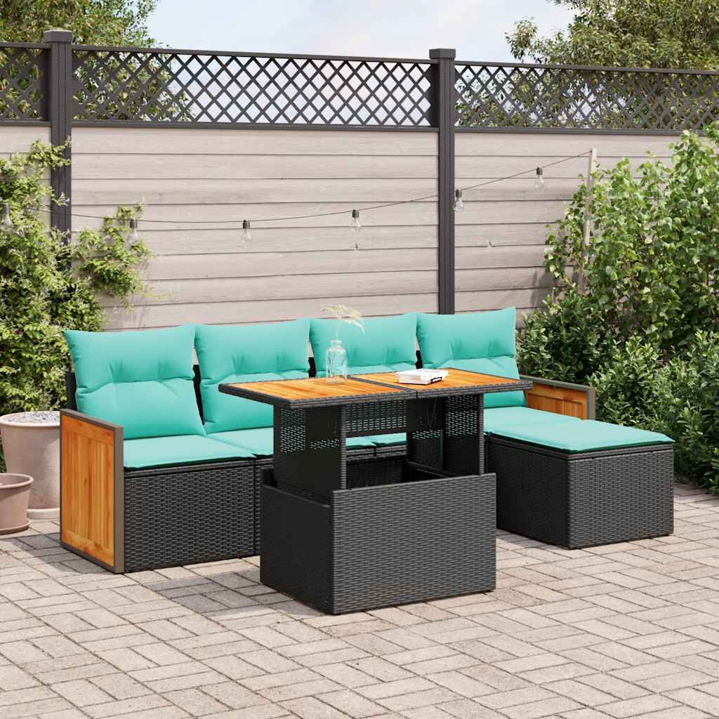 6-Tlg. Garten-Sofagarnitur Mit Kissen Poly Rattan