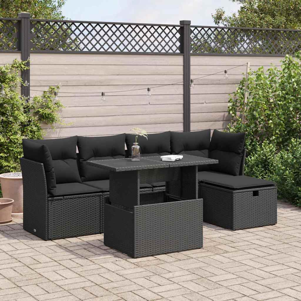 6-Tlg. Garten-Sofagarnitur Mit Kissen Poly Rattan