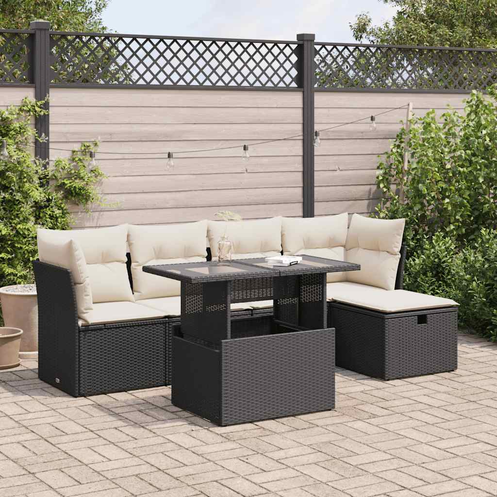 6-Tlg. Garten-Sofagarnitur Mit Kissen Poly Rattan