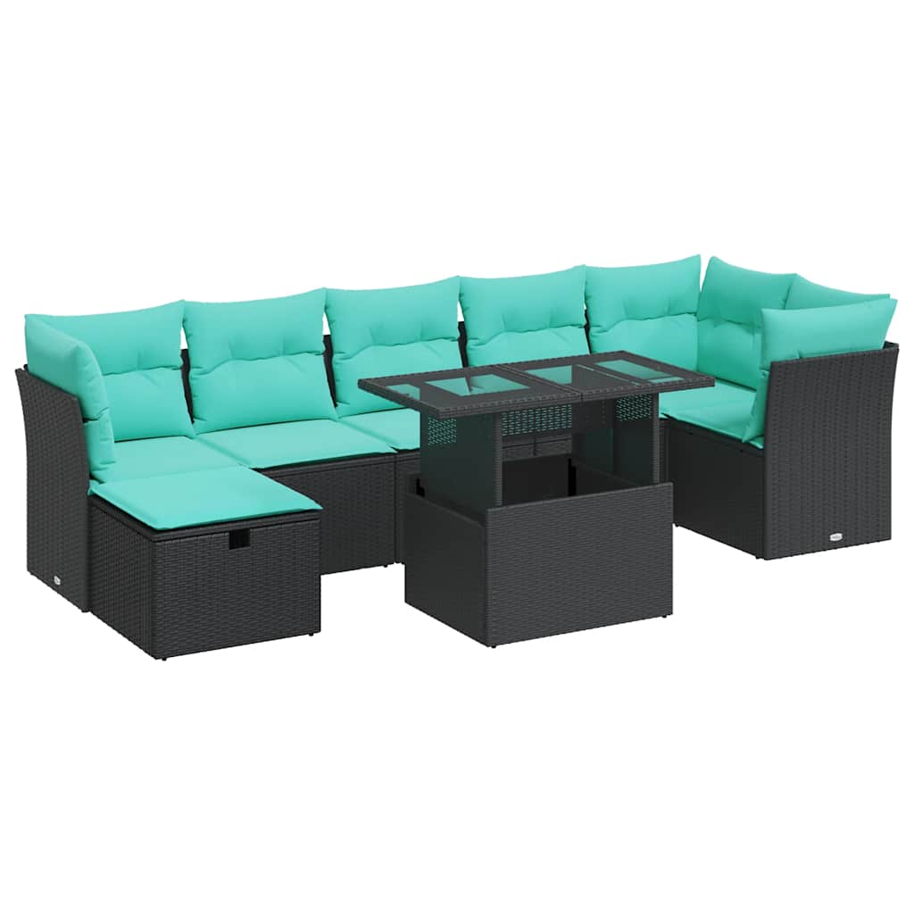 8-Tlg. Garten-Sofagarnitur Mit Kissen Grau Poly Rattan Akazie