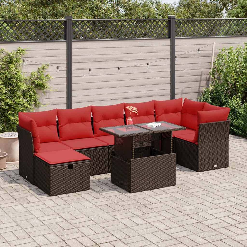 8-Tlg. Garten-Sofagarnitur Mit Kissen Grau Poly Rattan Akazie