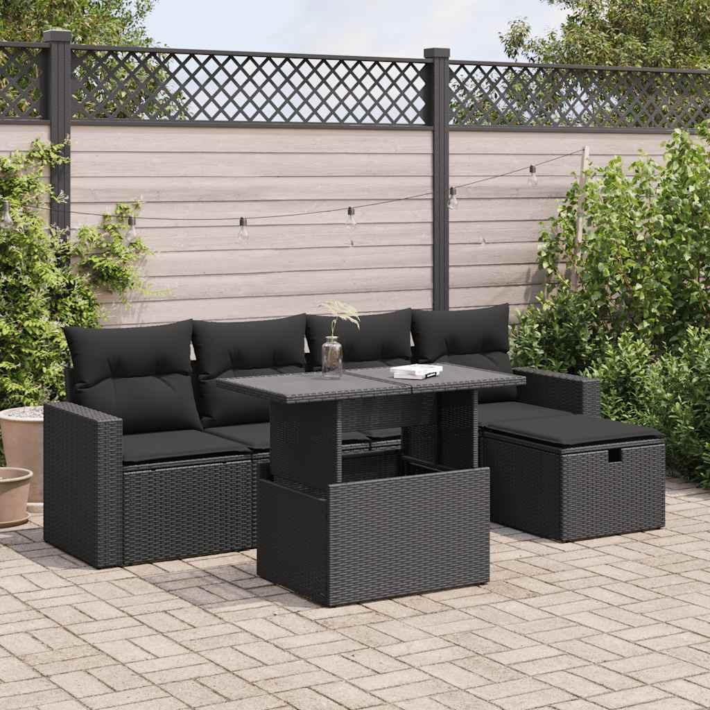 6-Tlg. Garten-Sofagarnitur Mit Kissen Poly Rattan