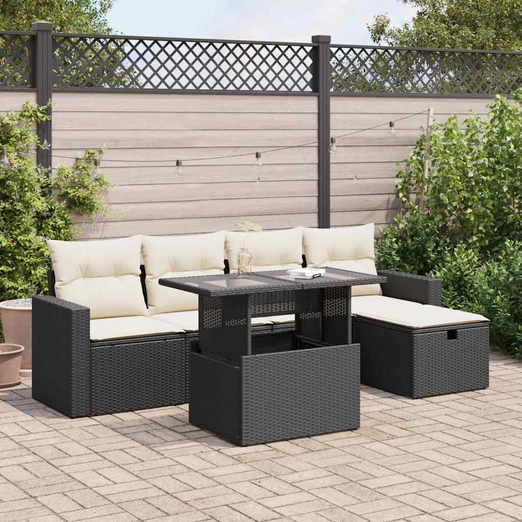 6-Tlg. Garten-Sofagarnitur Mit Kissen Poly Rattan